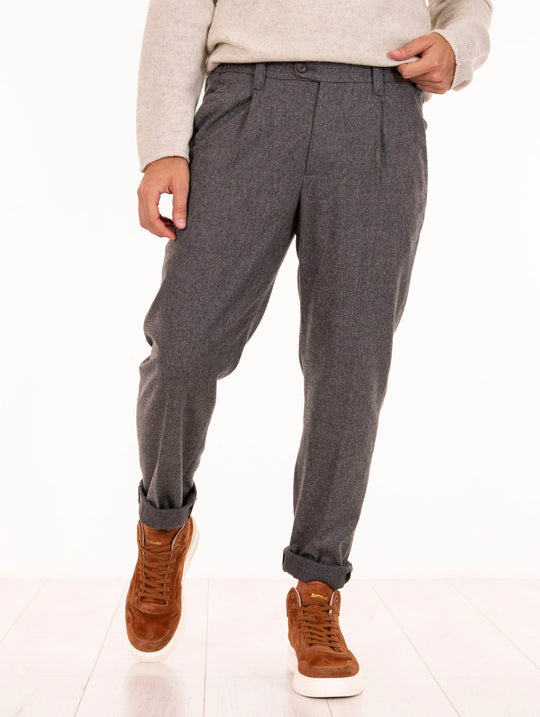 Pantalone Devorè in Mischwolle Grau Melange