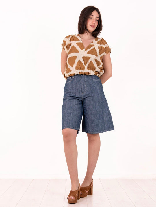Bermuda Billie Roy Roger's in Cotone e Lino Indigo