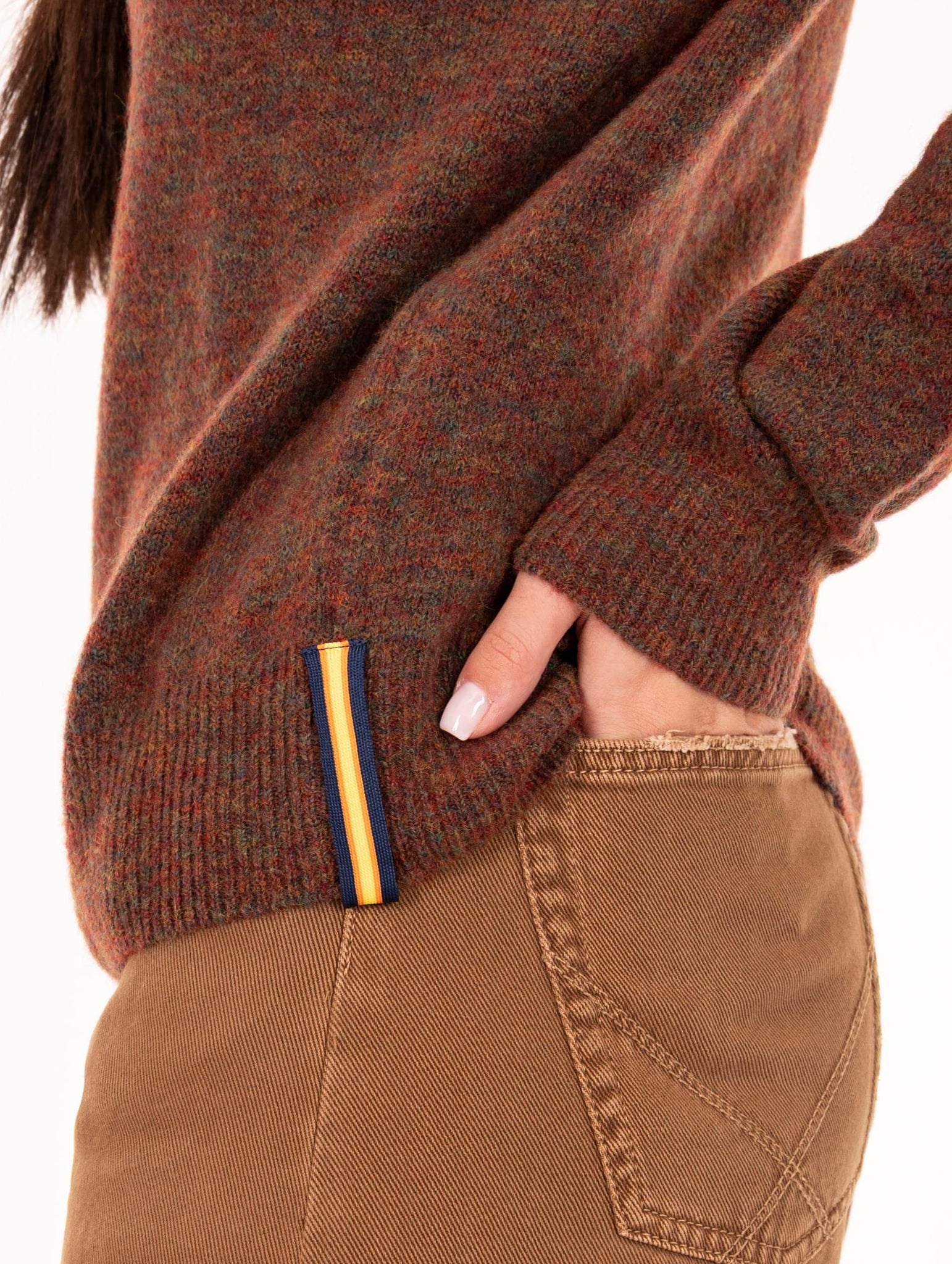 Pull Clarisse K-Way in Misto Lana Melange Marrone K4138MWKB7 K-Way