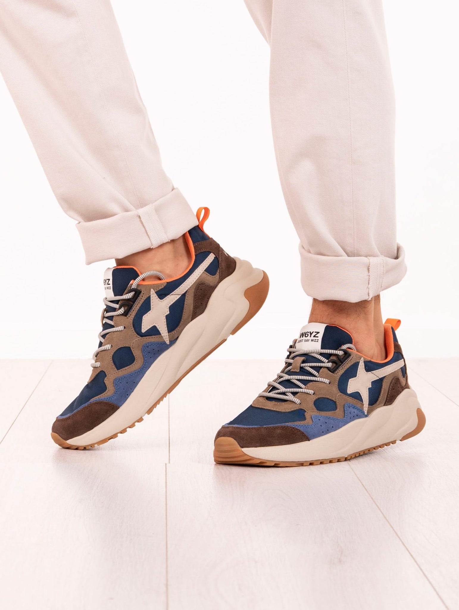 Sneakers Flick W6YZ in Tessuto Tecnico e Suede Navy e Tortora FLICK-MSUEDE/NYLON W6YZ
