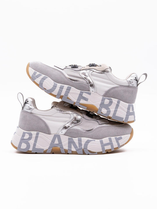 Sneakers Club105 Voile Blanche in Suede e Nylon Grigio e Argento