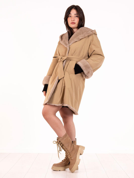 Cappotto Violanti Reversibile in Taffetà Cammello
