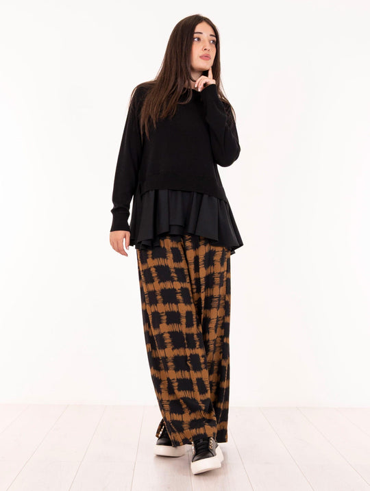 Blusa Meimeij in Pura Lana Vergine con Balza Nera