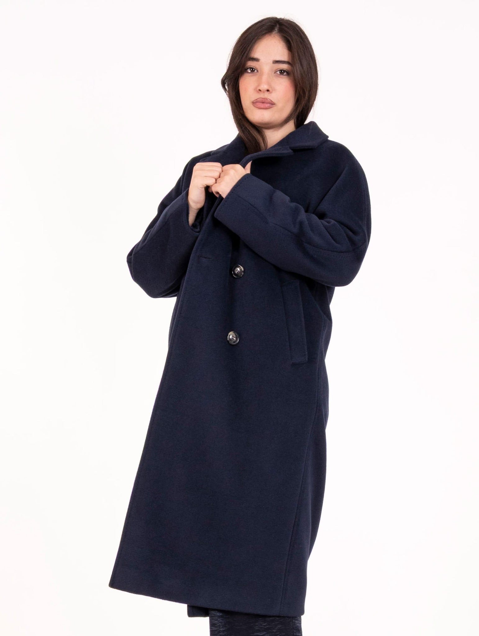 Cappotto Doppiopetto Fourstroke  in Lana e Viscosa Navy 1229BRAMANTE501 Four Stroke