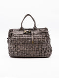 Borsa Penelope Campomaggi in Pelle Intrecciata Cemento