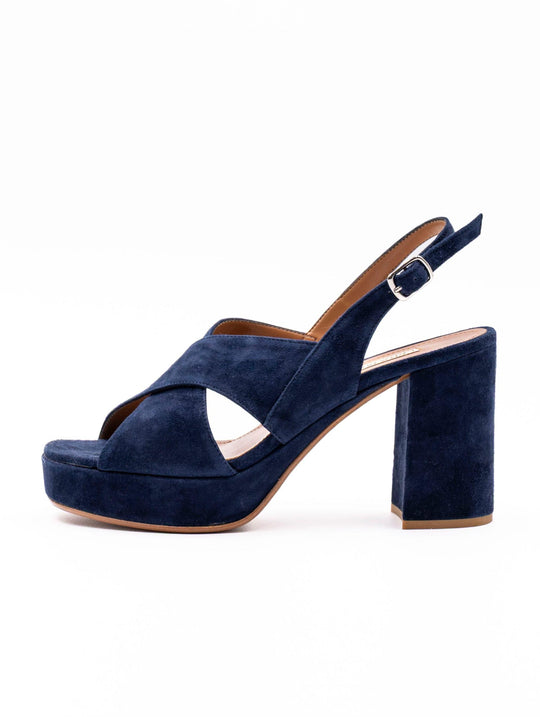 Sandalo con Zeppa Lara May in Suede Indaco