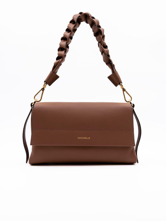 Borsa Boheme Coccinelle in Pelle Martellata Cognac