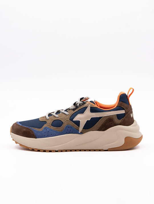 Flick W6YZ Sneakers in Technical Fabric and Suede Navy and Taupe