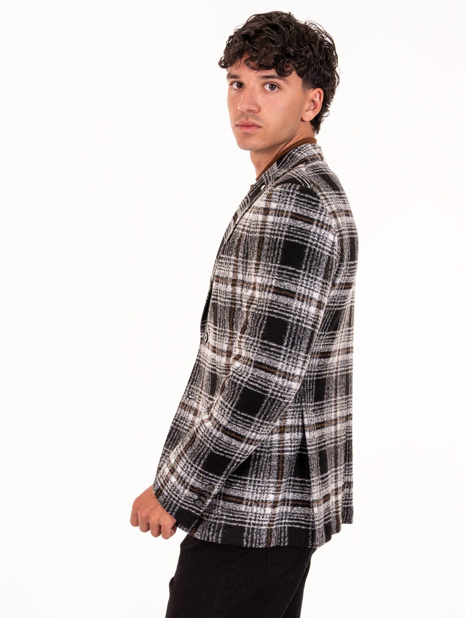 Giacca L.B.M. 1911 in Jersey di Lana Check Nero e Bianco 28115573301 L.B.M. 1911