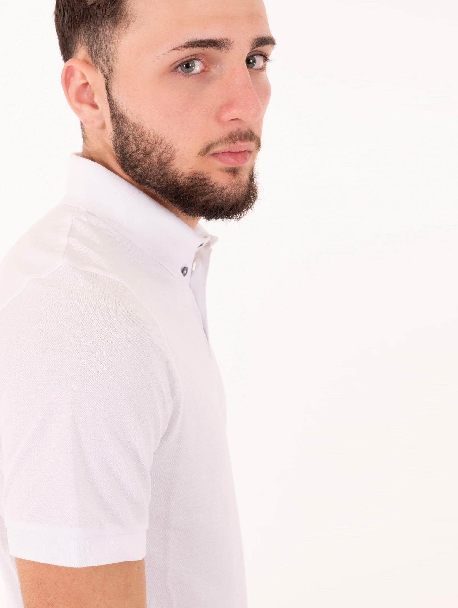 Polo Alpha Studio M/M in Cotone Piquet Bianca AU-1371B1000 Alpha Studio