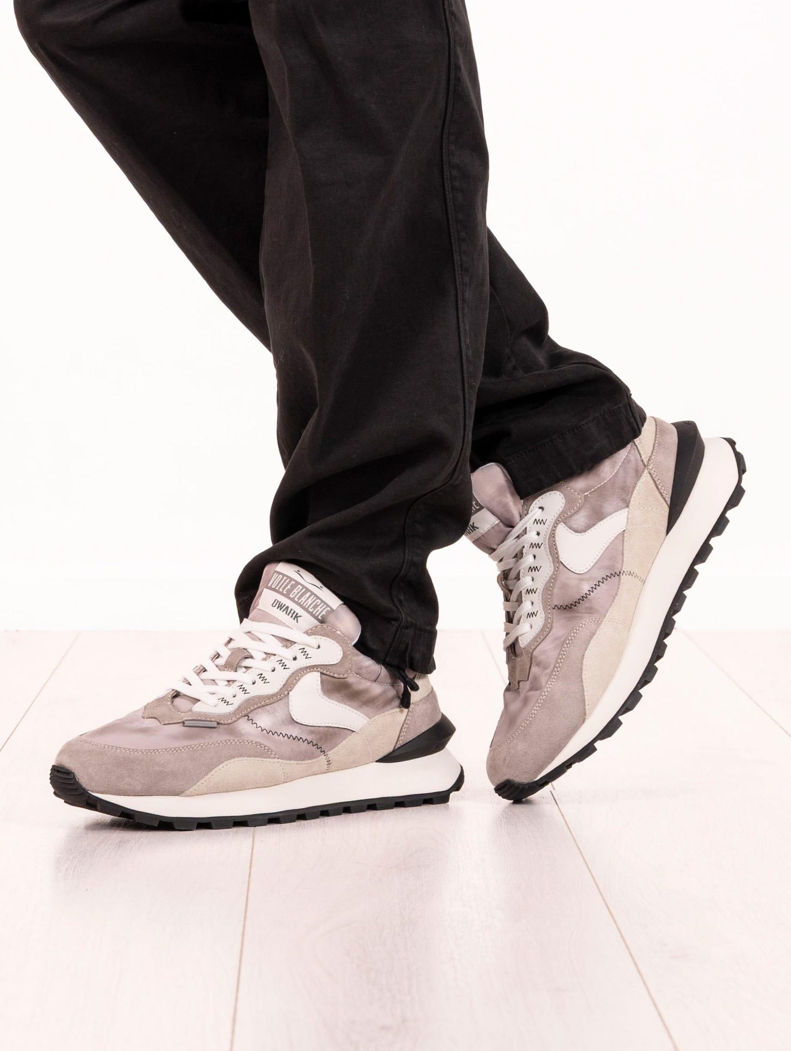 Sneakers Qwark Hype Man Voile Blanche Grigio e Beige QWARKHYPEMANSUEDE/NYLON Voile Blanche