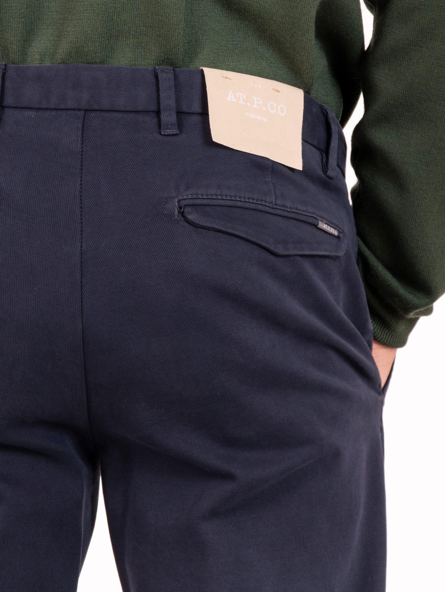 Pantalone Sasa AT.P.CO. in Cotone Piquet Navy SASA45TC901799 AT.P.CO