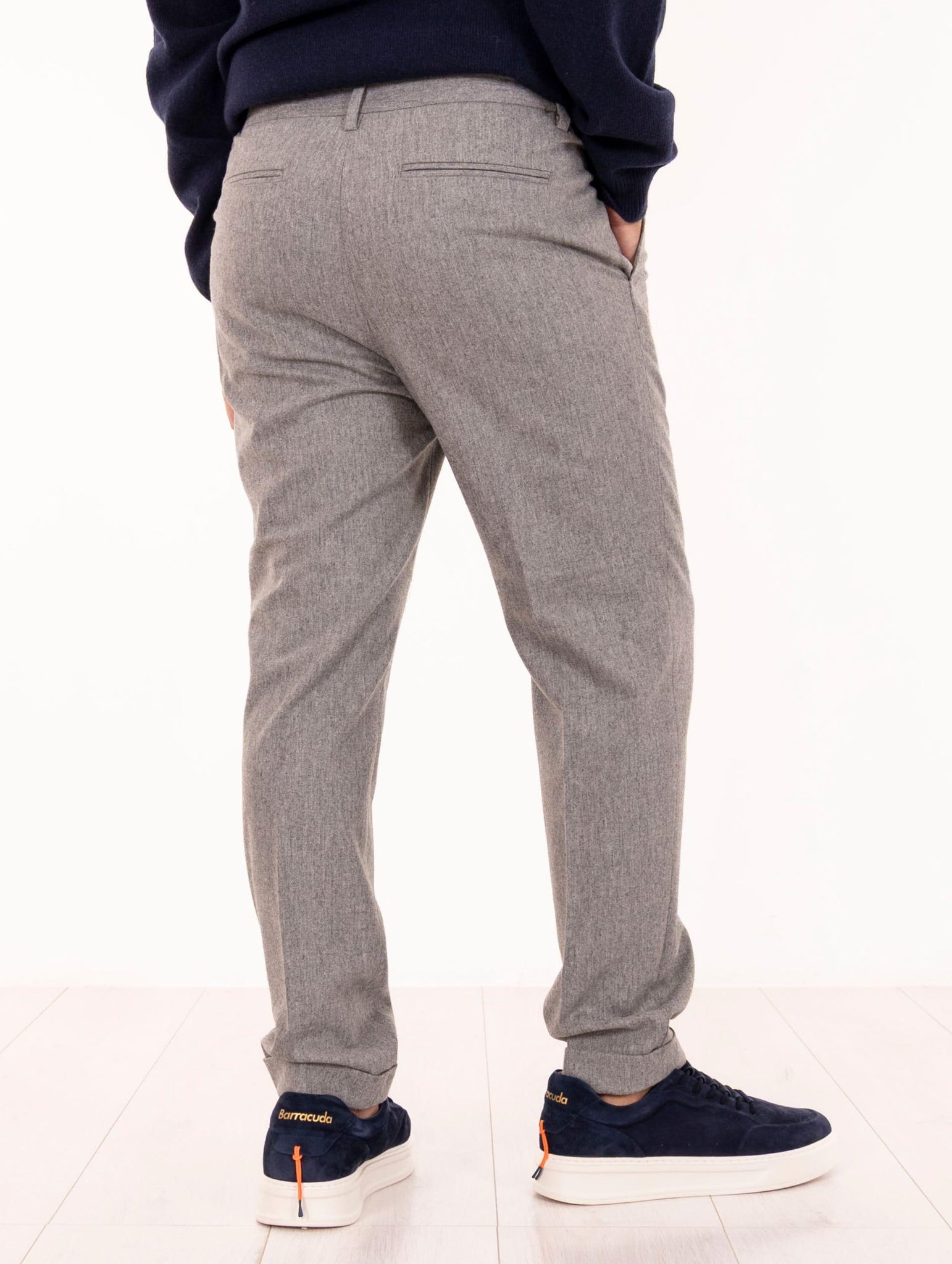 Pantalone Devorè in Misto Lana Grigio Chiaro Melange DVR47C-W21080223 Devore