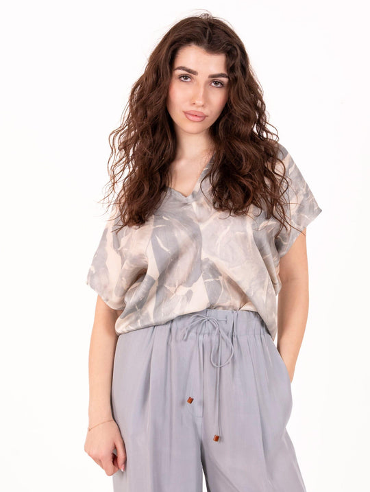 Blusa Alysi in Seta Fantasia Cielo