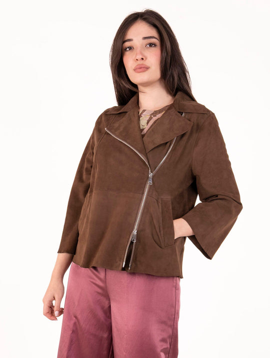 Gaia The Jackie Lederjacke aus Wildleder Pecan