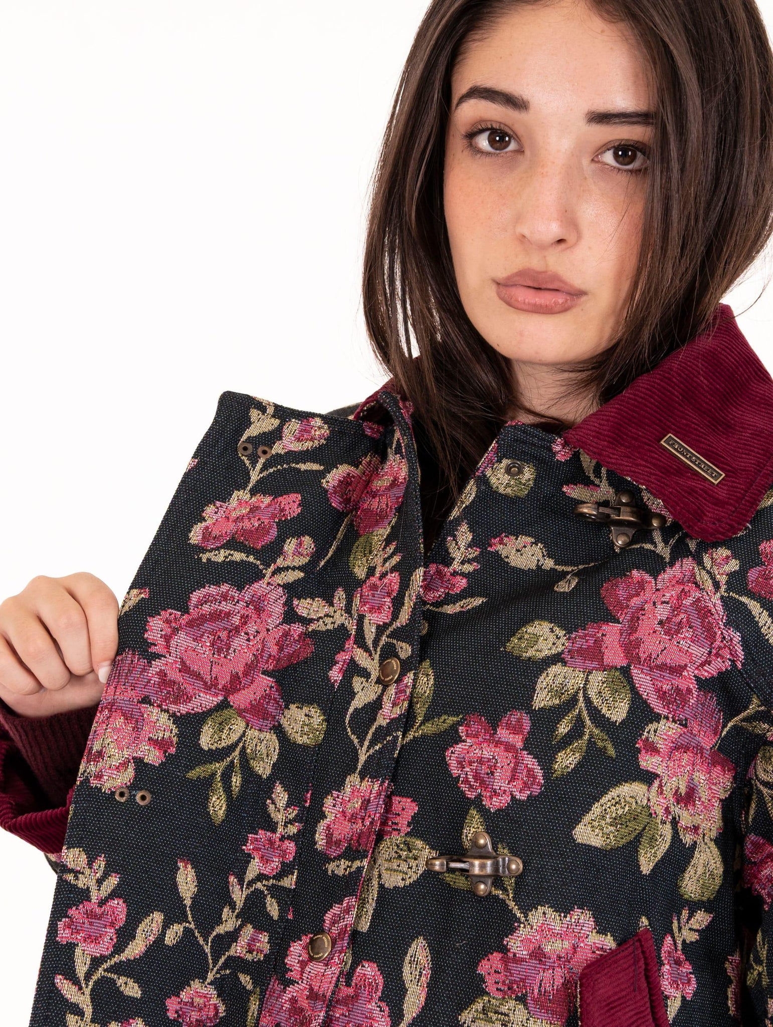 Giacca Front Street Flower e Velluto Nero e Bordeaux 3570101 Front Street 8