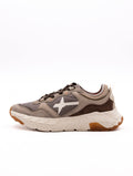 Sneaker W6YX in Denim Fabric and White and Black Suede