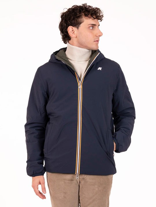 Giubbotto Jack K-Way Reversibile in Tessuto Tecnico Blu e Verde