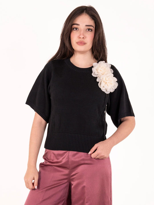 Maglia Spille Alessia Santi in Cotone Blu Notte