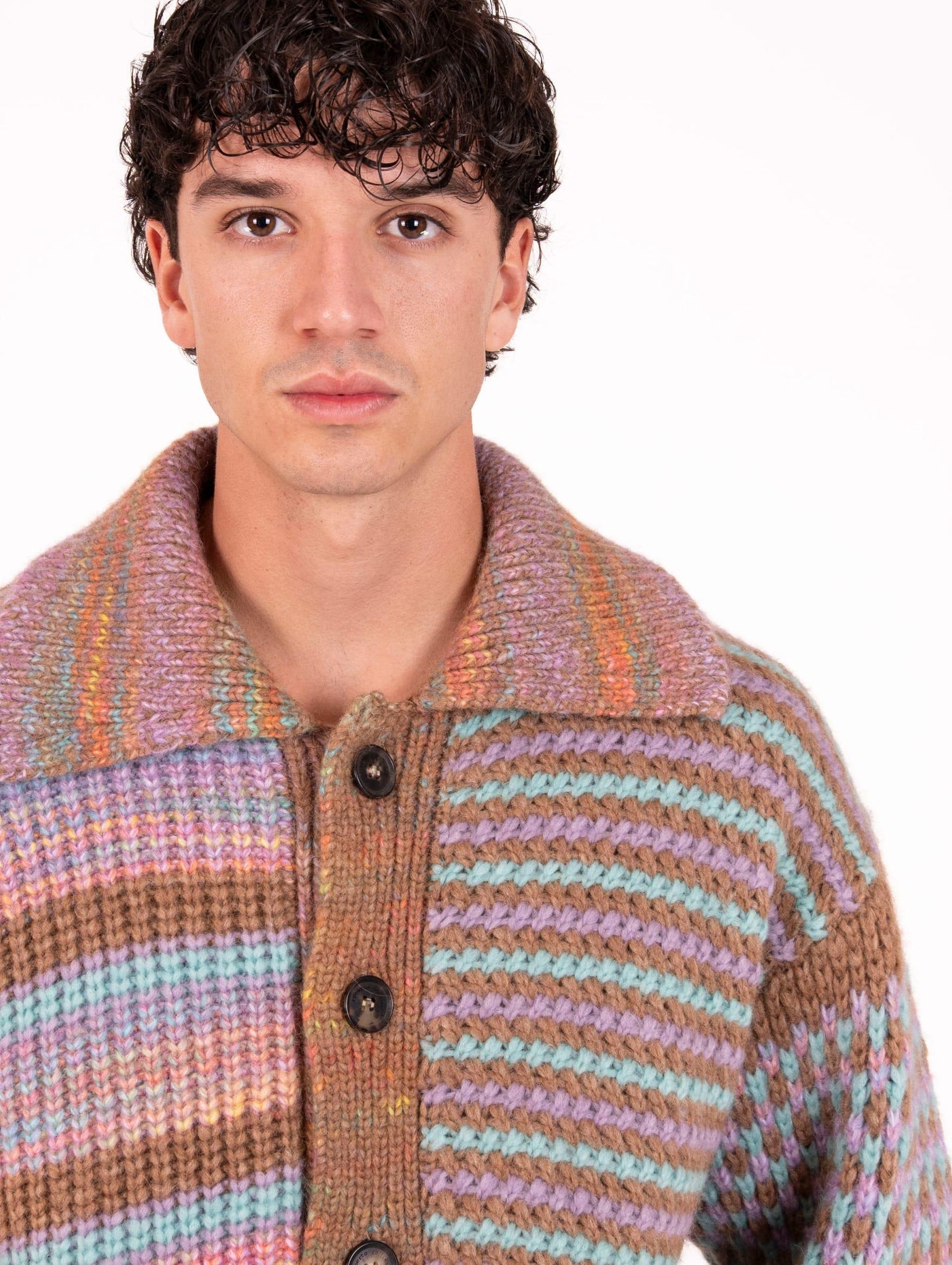 Cardigan Roberto Collina in Alpaca e Lana Multicolor 253M50005M5033 Roberto Collina