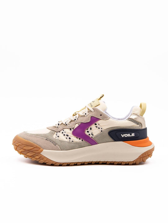 Sneaker Club Act Voile Blanche in Suede e Tessuto Tecnico Multicolor