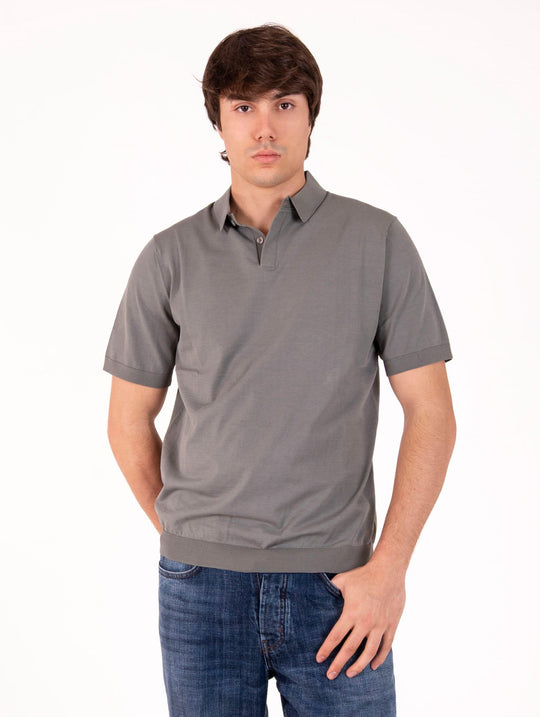 Polo Devore in Cotone Crepe e Seta Salvia