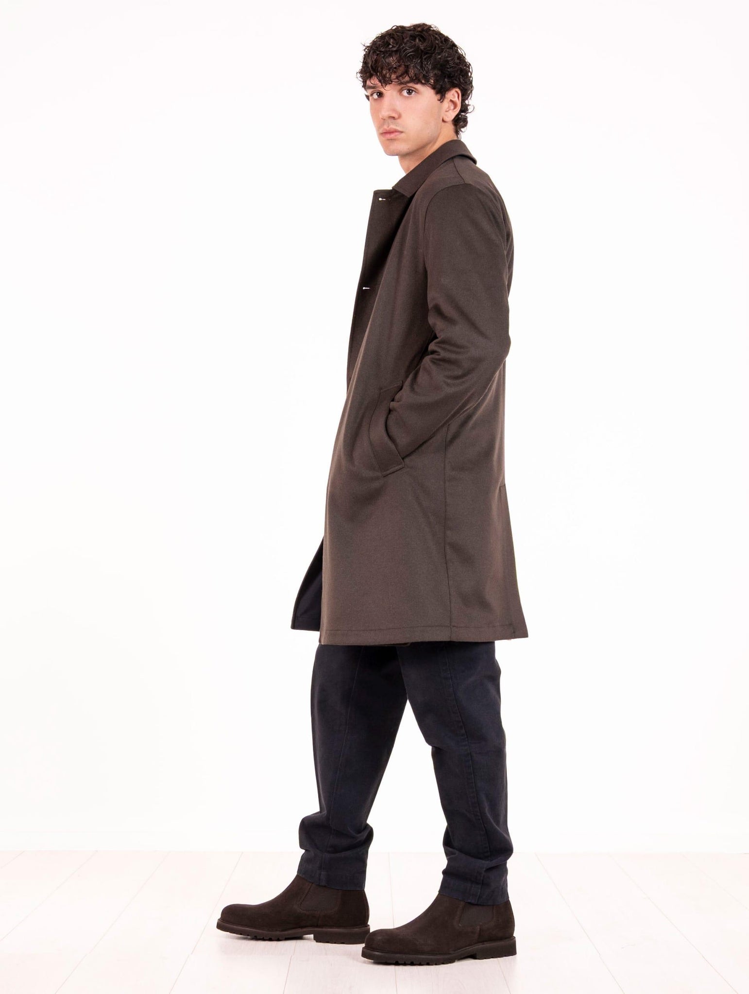 Cappotto Reversibile Kired in Cashmere e Tessuto Tecnico Verde Militare e Blu PEAKVERDEMILITARE Kired