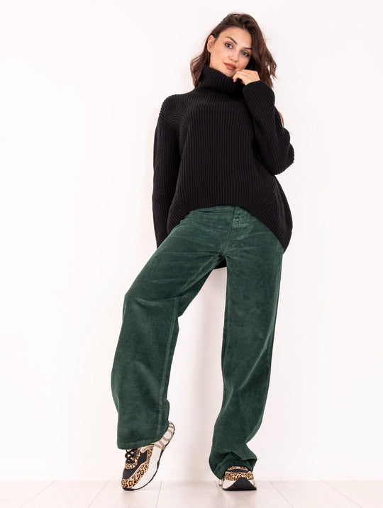 Pantalone Marta Roy Roger's in Velluto Verde Bottiglia