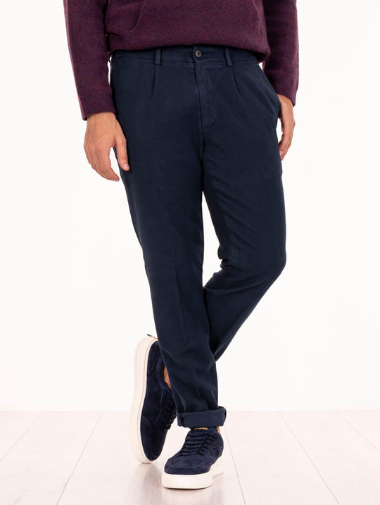 Devore Pants in Cotton, Modal and Blue Silk