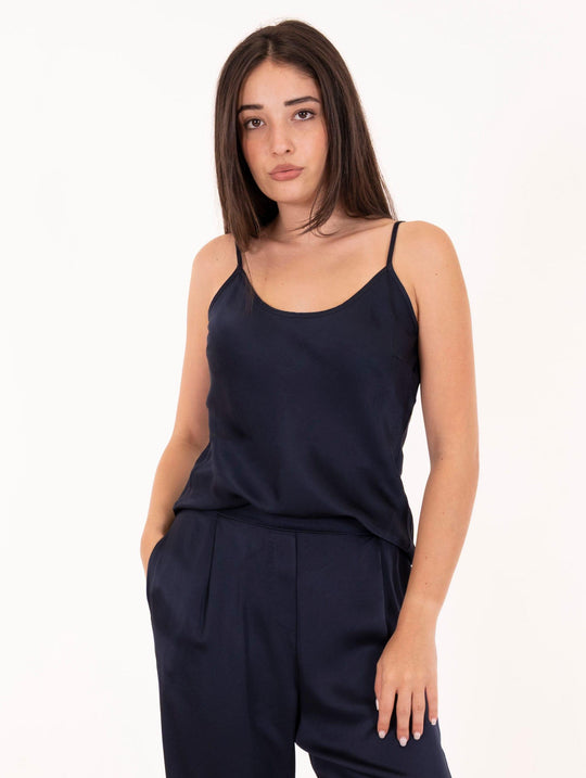 Top Daniele Fiesoli aus Stretch-Viskose Blau