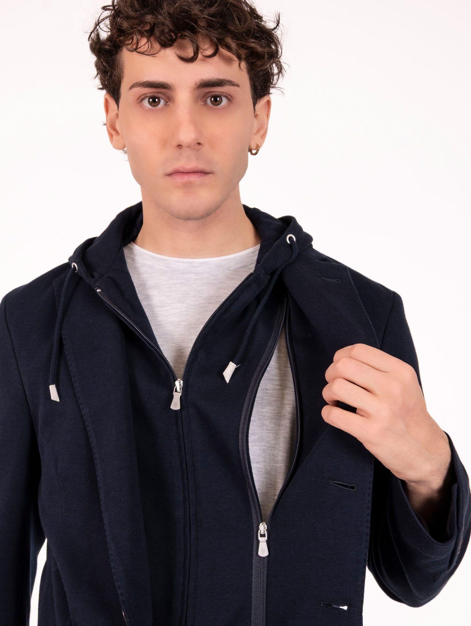 Giacca Eleventy Milano con Pettorina in Cotone e Cashmere Blu L70GIAK07BTCRNTES0L19111-14 Eleventy Milano