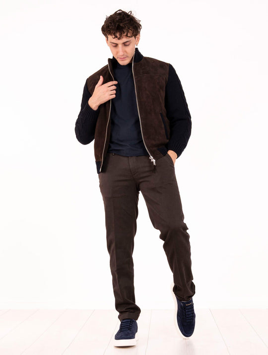 Giubbotto The Jackie Leathers in Tessuto Double Marrone e Blu