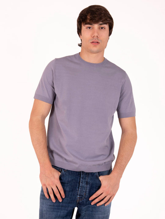 T-Shirt Devore in Ice Crepe in Cotone e Seta Lavanda