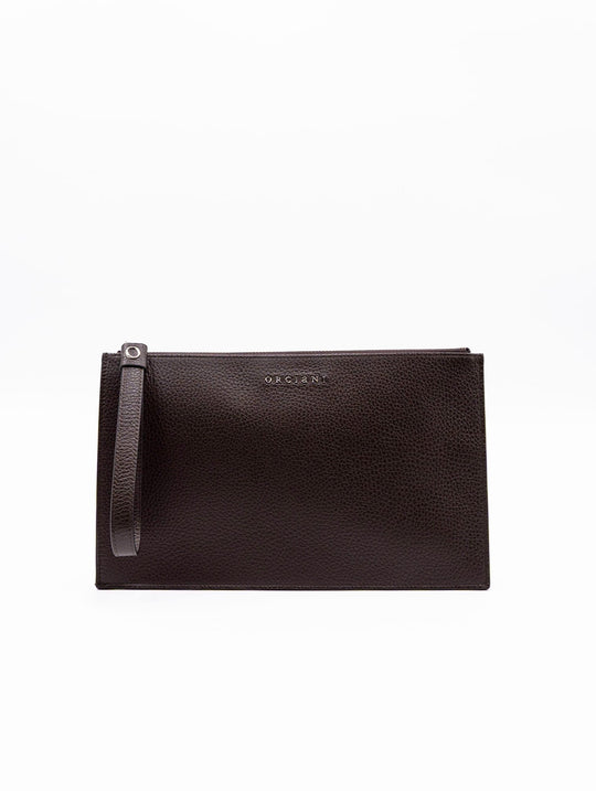 Pochette Grande Orciani Micron in Pelle Martellata Ebano