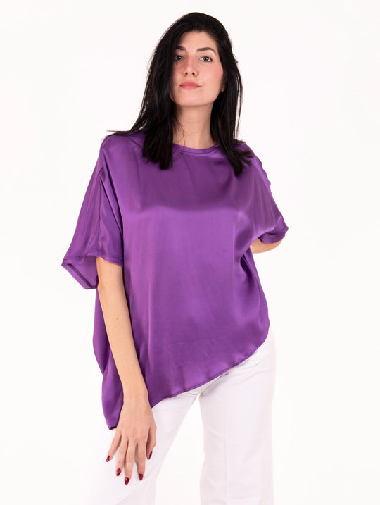 Blusa Alpha Studio in Pura Seta Ametista