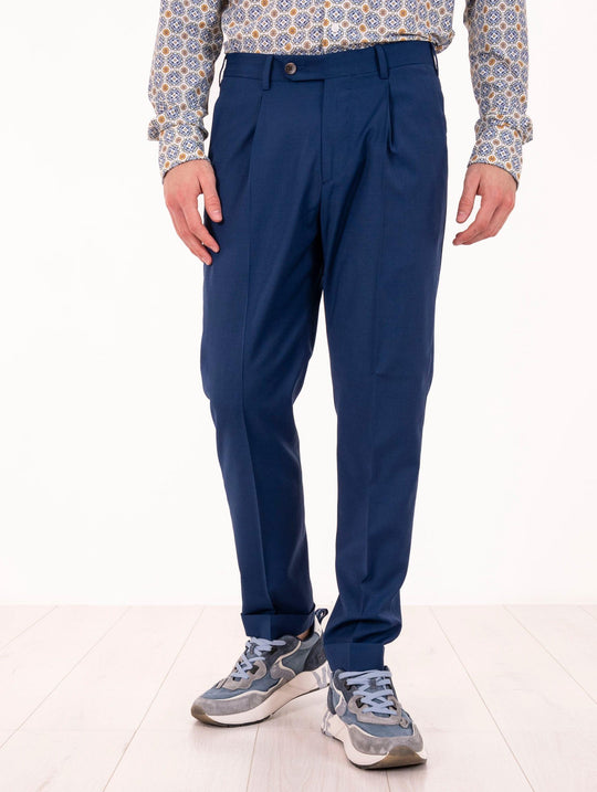 Pantalone Devore in Tecno Wolle Blau Royal