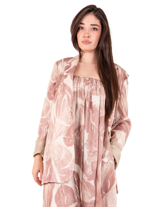 Giacca Alysi Brushed Print in Pura Seta Rosa