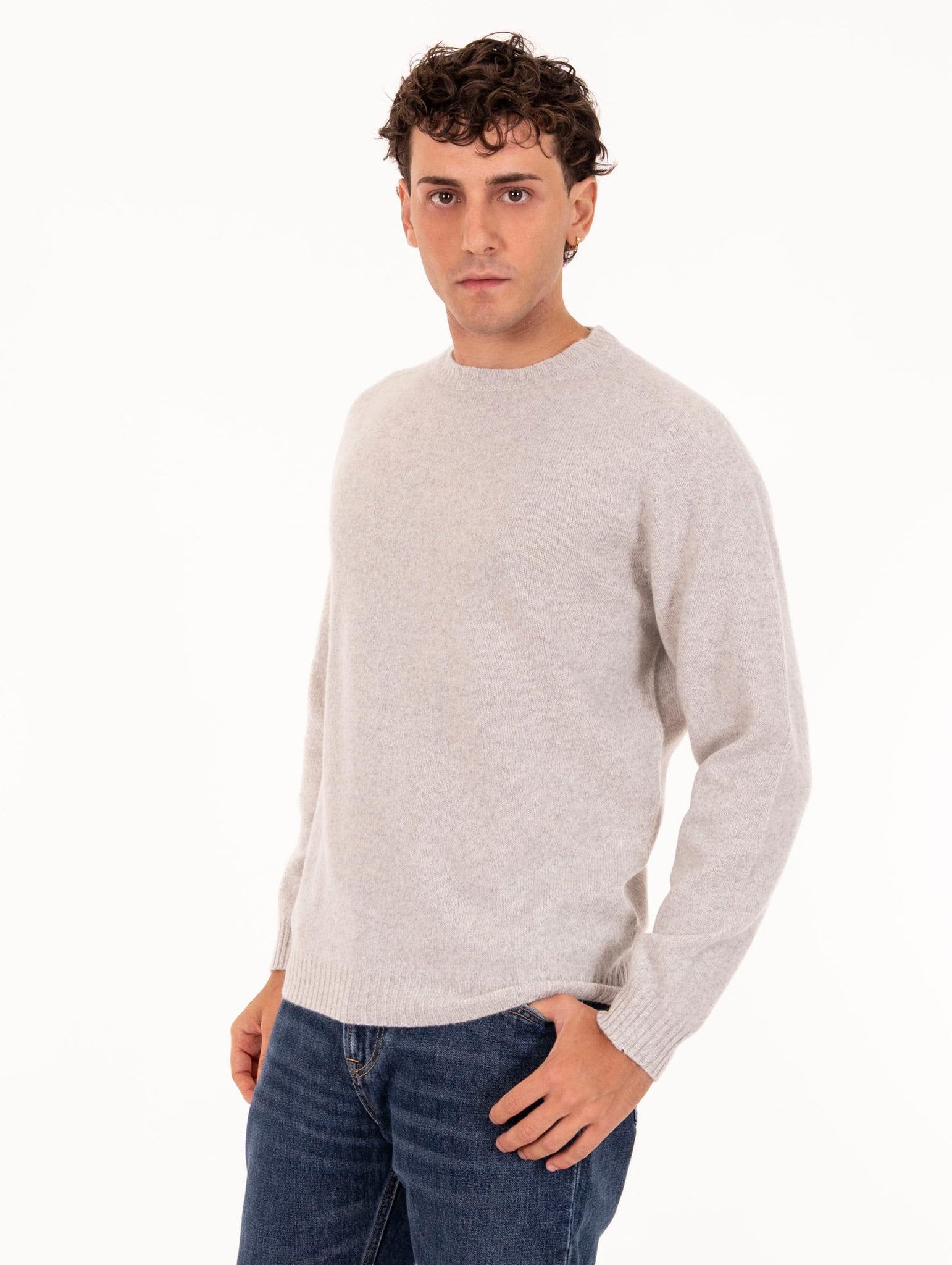 Girocollo Zanieri in Lana Cashmere Perla Melange CG-GRU-350150202 Zanieri