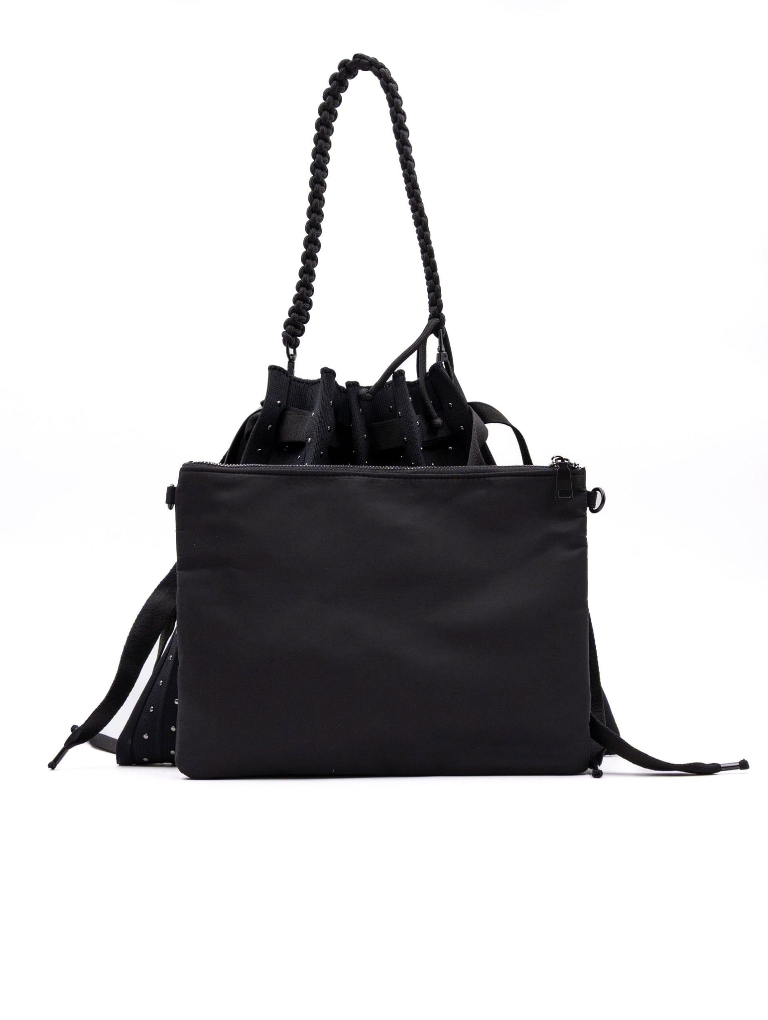 Borsa a Secchiello Borchie Fri-Yay in Maglia Plissè Nera FXM_1225STUDS Fri-Yay