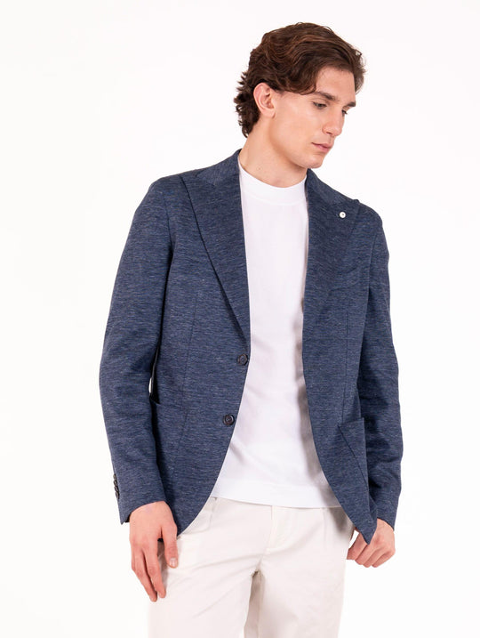 L.B.M. 1911 Jacke aus Leinen und Baumwolle Navy Melange