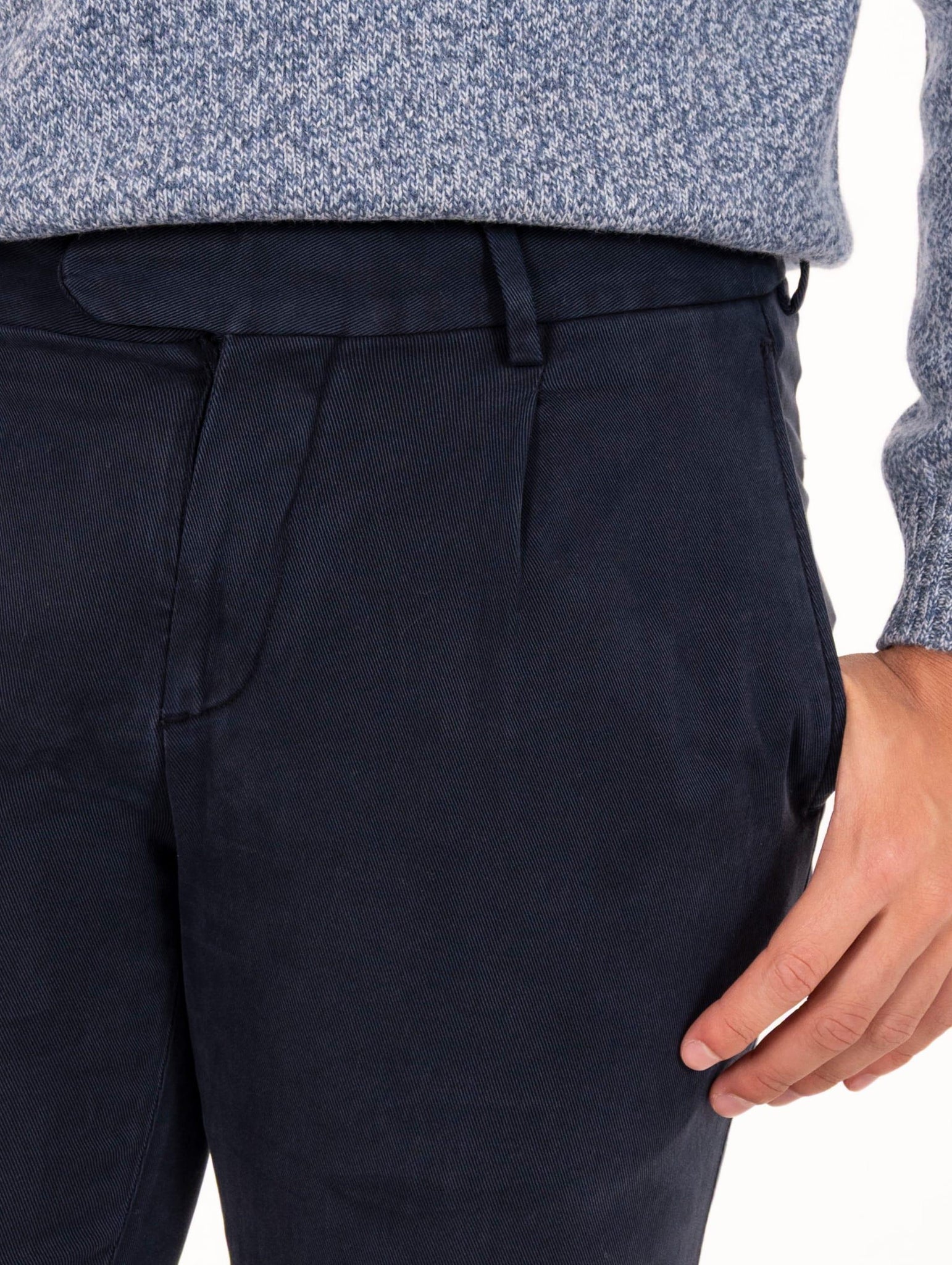 Pantalone Devorè in Cotone e Tencel  Navy DVR1-G046TC394 Devore