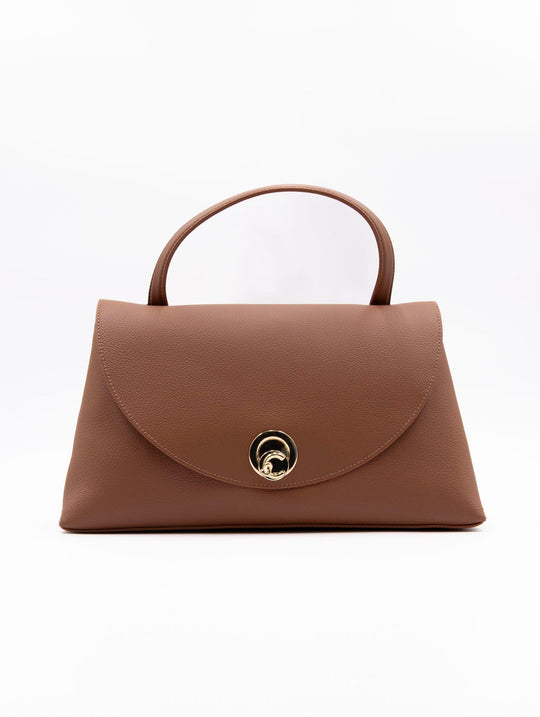 Borsa Nikla Medium Coccinelle in Pelle Martellata Cognac