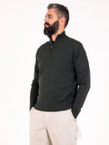 Four Stroke Pullover mit Reißverschluss aus extrafeiner Merinowolle Grün