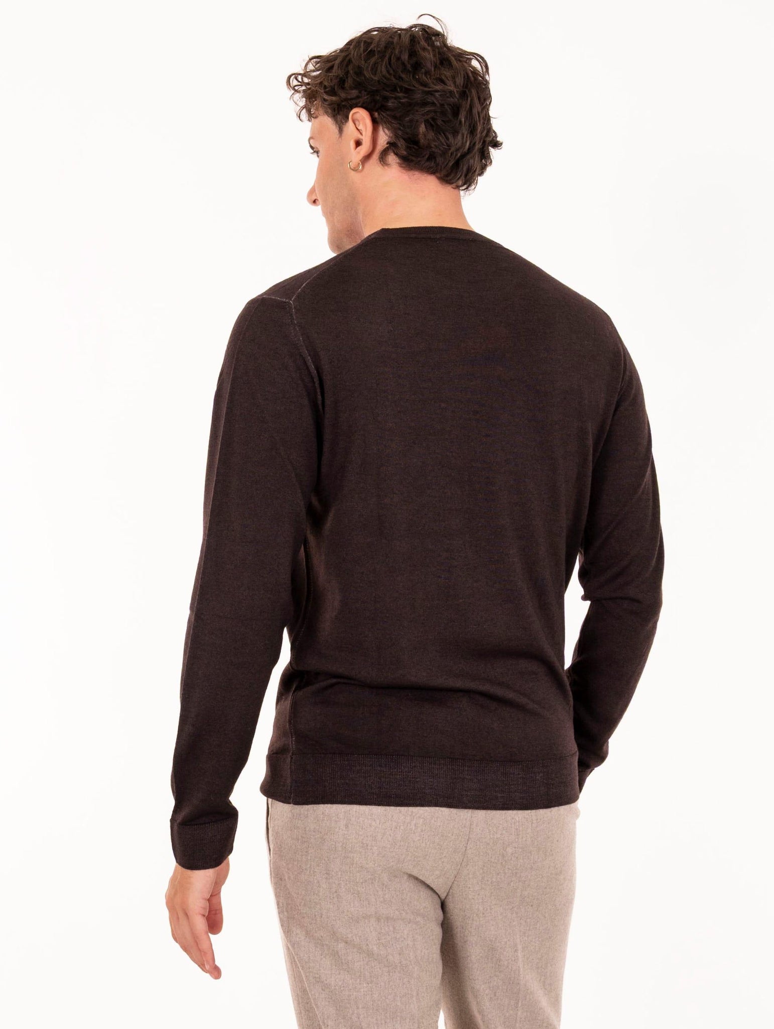 Maglia Girocollo Four Stroke in Lana Merinos Extrafine Testa di Moro 000233 Daniele Fiesoli