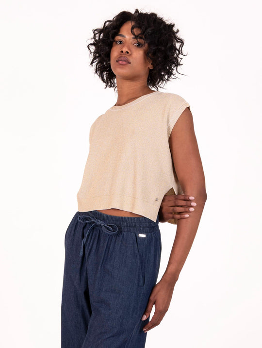 Top White Wise in Maglia Lurex Oro
