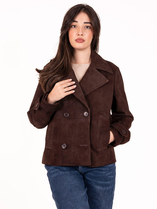 Roy Roger's Peacoat in Dark Brown Suede