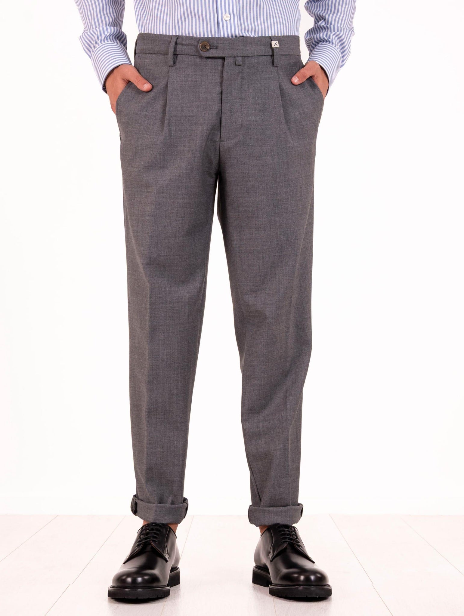 Pantalone Chino Myths in Lana Grigio Melange 25WM19L10634 Myths