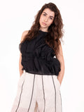 Canotta Rouches Alpha Studio in Cotone Nera