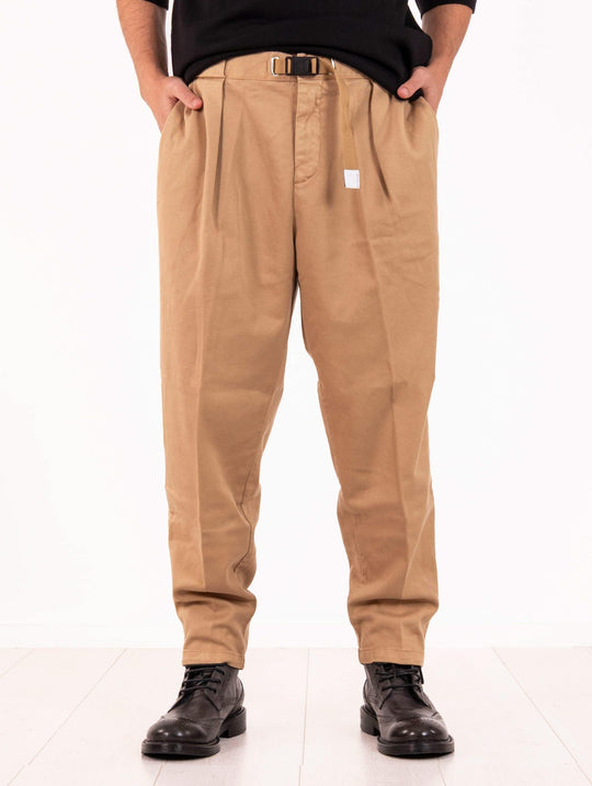 White Sand Pants in Beige Tencel and Cotton