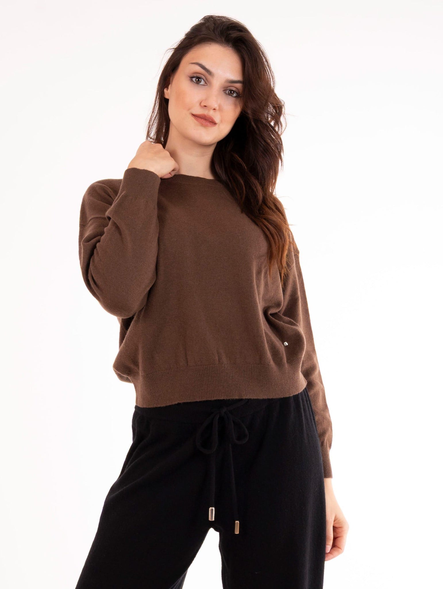 Pull Girocollo White Wise in Cachemire Testa di Moro WW2014240 White Wise